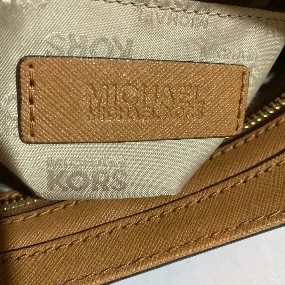 Michael kors brown saffiano leather satchel handbag